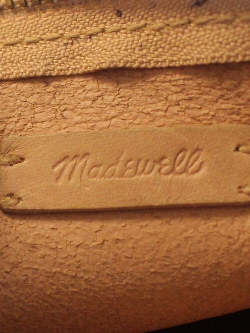Madewell Tan Leather Zip Crossbody Bag — Exterior Wear